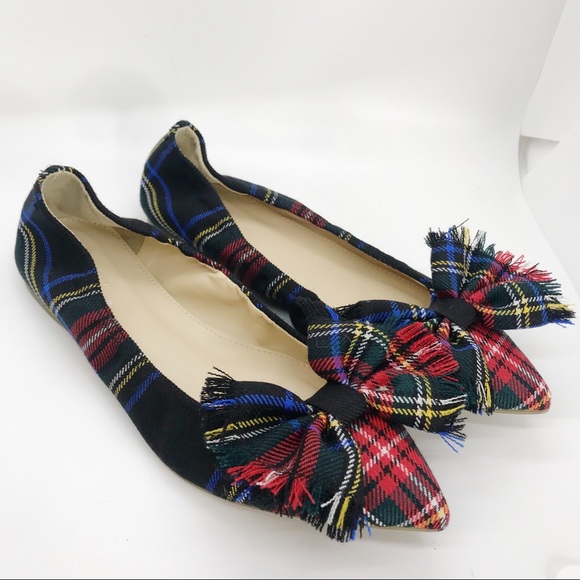 plaid flats with bow
